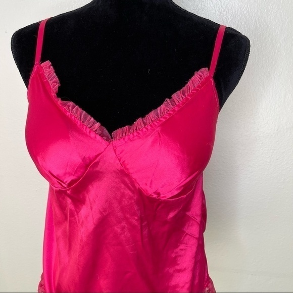Victoria’s Secret Sexy Little Things Pink Silky Pajama Tank Top Open Back Medium - Picture 3 of 5